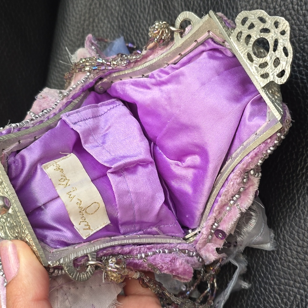 Elegant Beaded Evening Bag - Pink and Purple - Picture 6 of 6